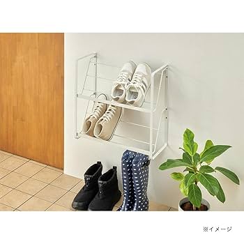 シューズラック　突っ張りシューズラック　ホワイト 突っ張りシューズラック ホワイト 24足用 幅70cm 高さ190〜264cm