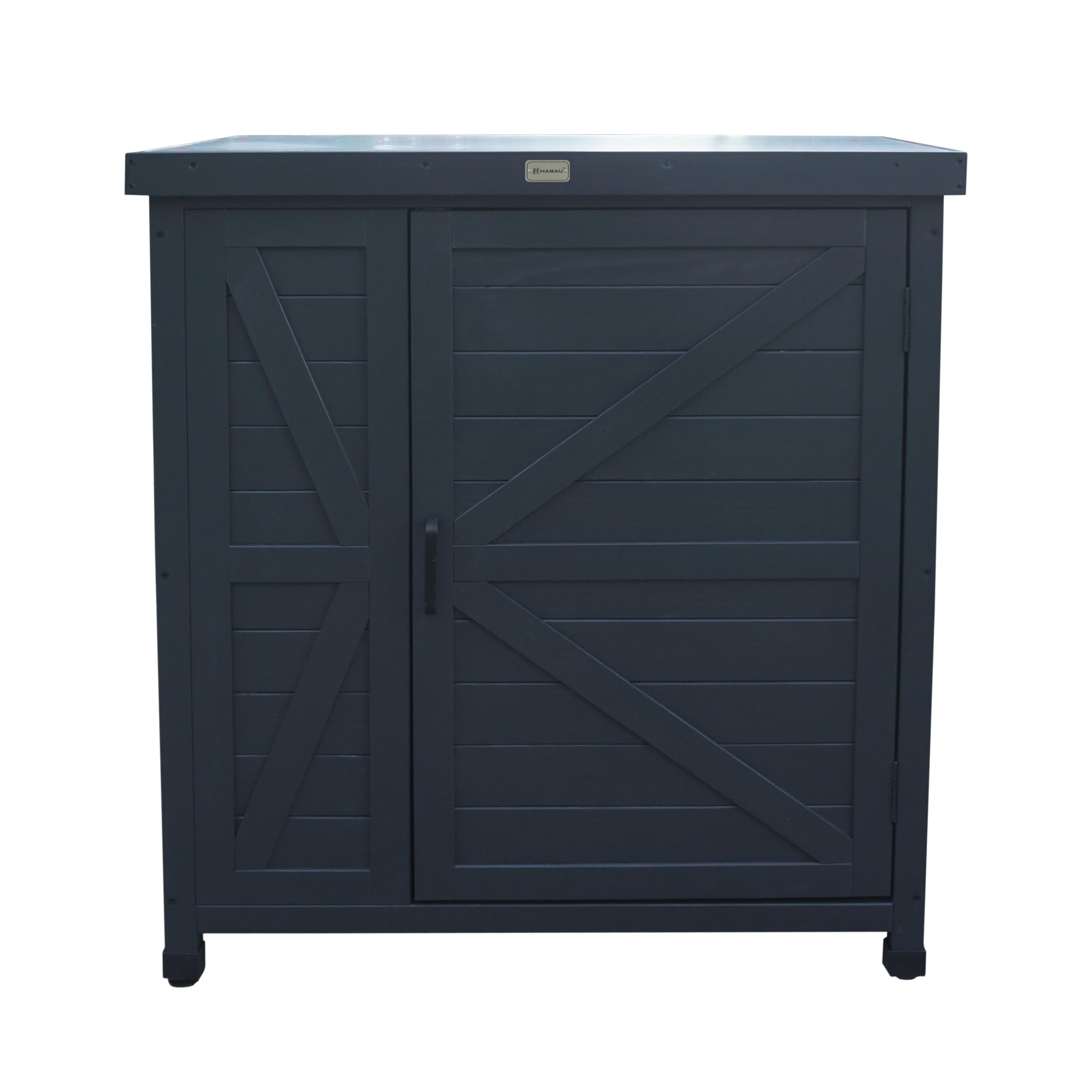 HABAU Gartenschrank Logan 80x45x91 cm Arbeitsplatte FSC-Massivholz Anthrazit wetterfest Outdoor