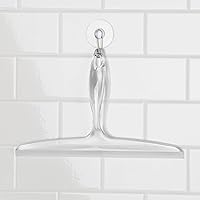 Vista 6 de iDesign - Escobilla de baño de plástico para vidrio con soporte de gancho de succión, 12 pulgadas, transparente