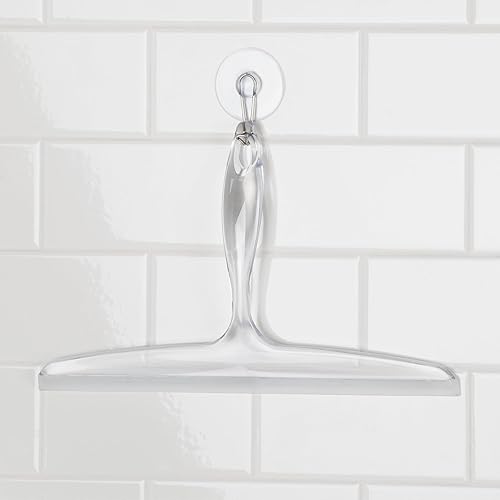 Miniatura 6 de iDesign - Escobilla de baño de plástico para vidrio con soporte de gancho de succión, 12 pulgadas, transparente