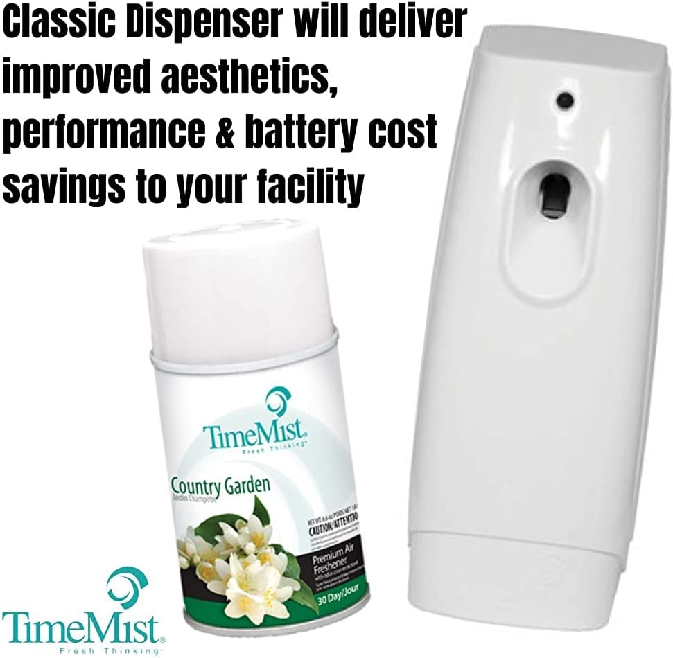 TimeMist Premium Metered Air Freshener Refills - Country Garden - 7.1 oz (Case of 12) - 1042786 - Lasts Up To 30 Days and Neutralizes Tough Unwanted Odors
