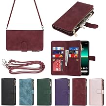 Eastwave Xperia 10 II Case, Sony Sony Xperia 10II SO-41A Rope Case, Notebook-Type Wallet Type, IC Card, Coin Pocket, Strap, Card Storage, Coin Pocket, Zipper Pocket, PU Leather, 6 Colors, Red