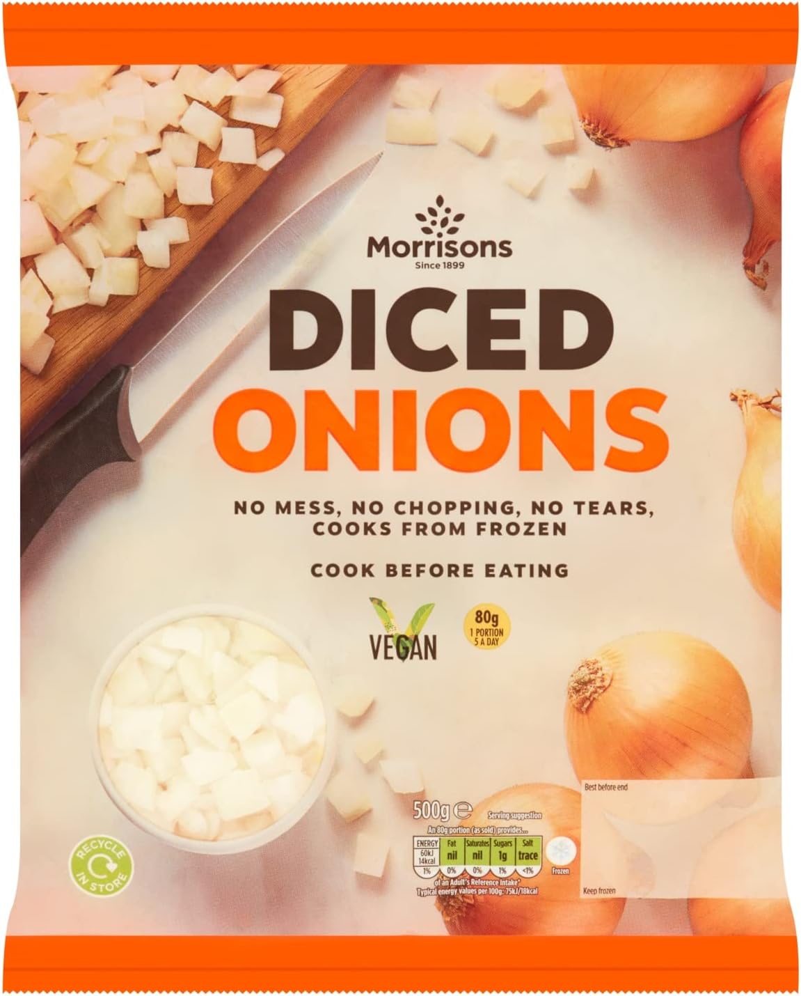 Morrisons Diced Onions, 500g (Frozen)