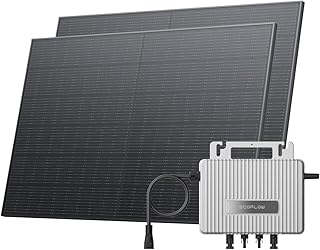 Kit solaire pour balcon EcoFlow STREAM, Micro-onduleur avec une puissance de sortie jusqu'à 800 W relié au réseau, panneaux solaires 400 W*2, Wi-Fi et APP, idéal pour balcons, jardins, toits et murs