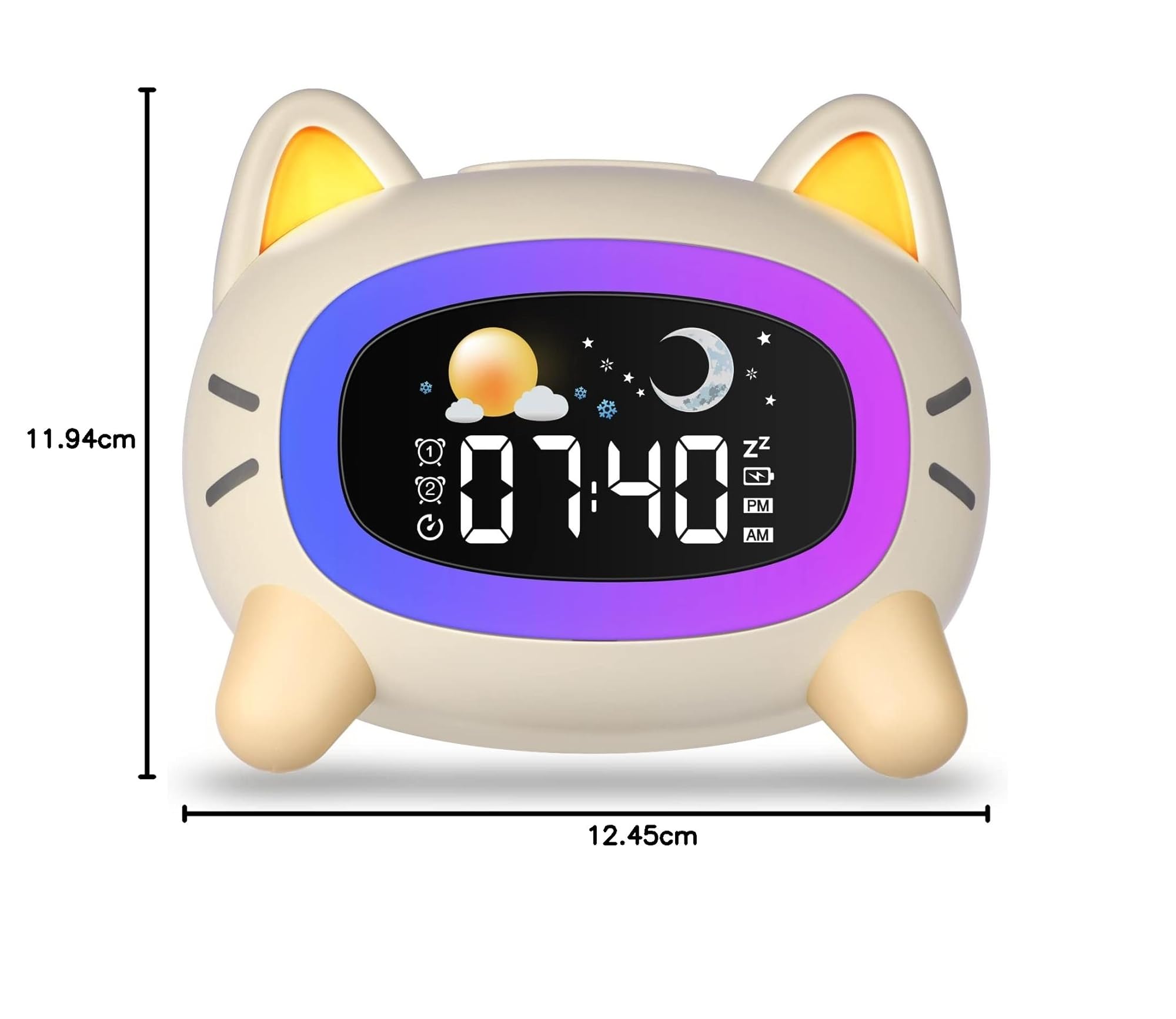Uplayteck Relojes Despertadores para Niños, Luces-Despertador Infantiles con 5 Luz Nocturna 4 Niveles de Luz Ajustables y 7 Música para Dormir, Recargable Despertador con Función Snooze para Niños