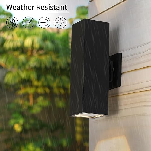 Miniatura 3 de Cerdeco Brandon 37858TZ - Lámpara de pared moderna de aluminio para exteriores, aplique de iluminación hacia arriba y abajo, color negro mate