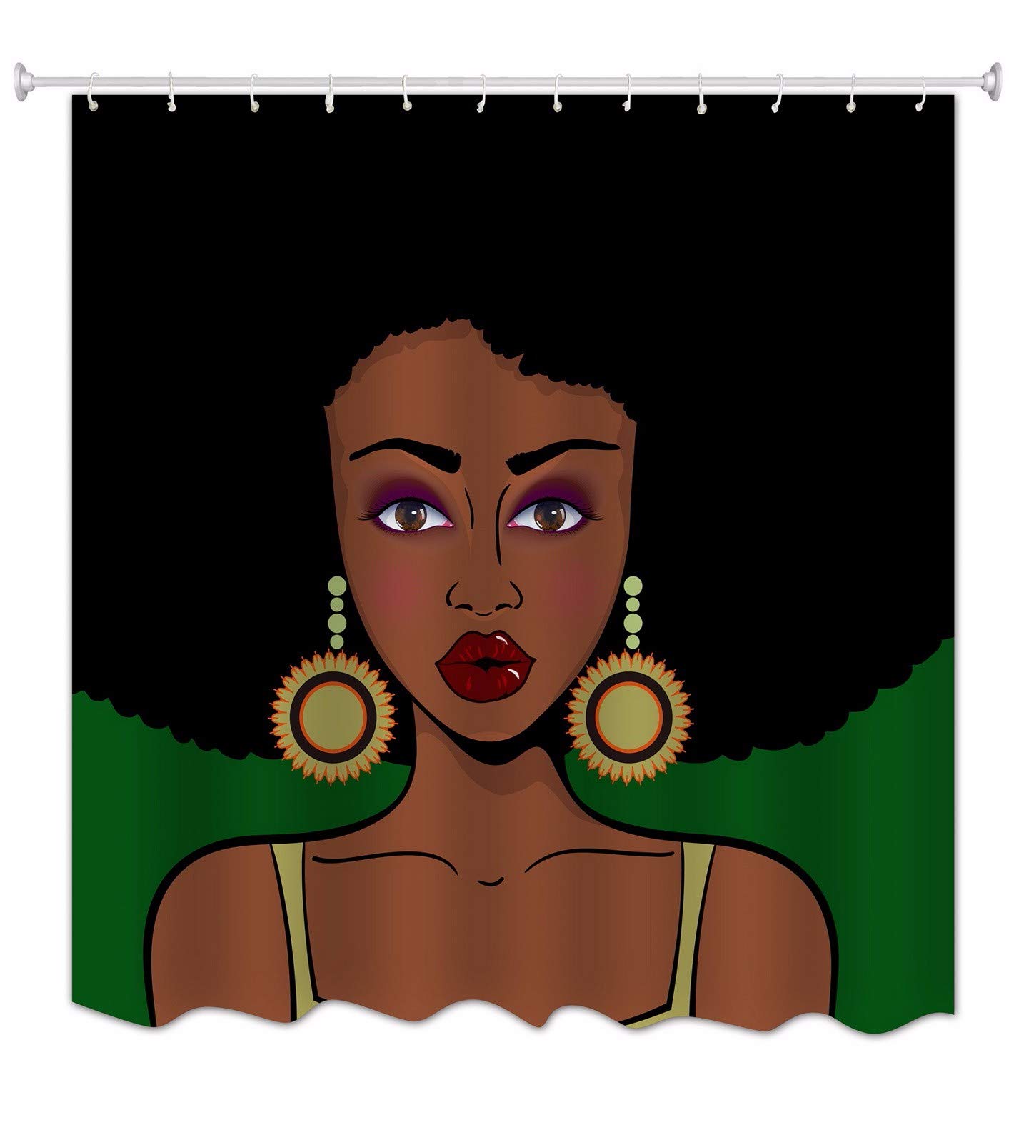 A.Monamour Afro Shower Curtain African American Black Lady Girl Tribal Art Print Waterproof Mildew Resistant Bathroom Curtains Shower Curtains For Home Decorations 180x180 cm / 72x72 Inch