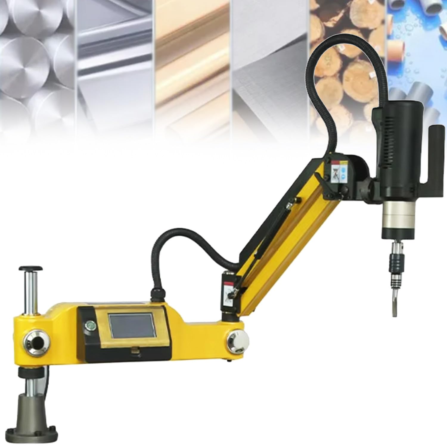 Máquina De Roscado Y Taladrado M3-M16 Con 8 Pinzas Machos De Roscar,1000 Mm,Roscadora Eléctrica De Brazo Flexible,312 Rpm,Para Fabricación De Maquinaria,Moldes Y Otras Industrias