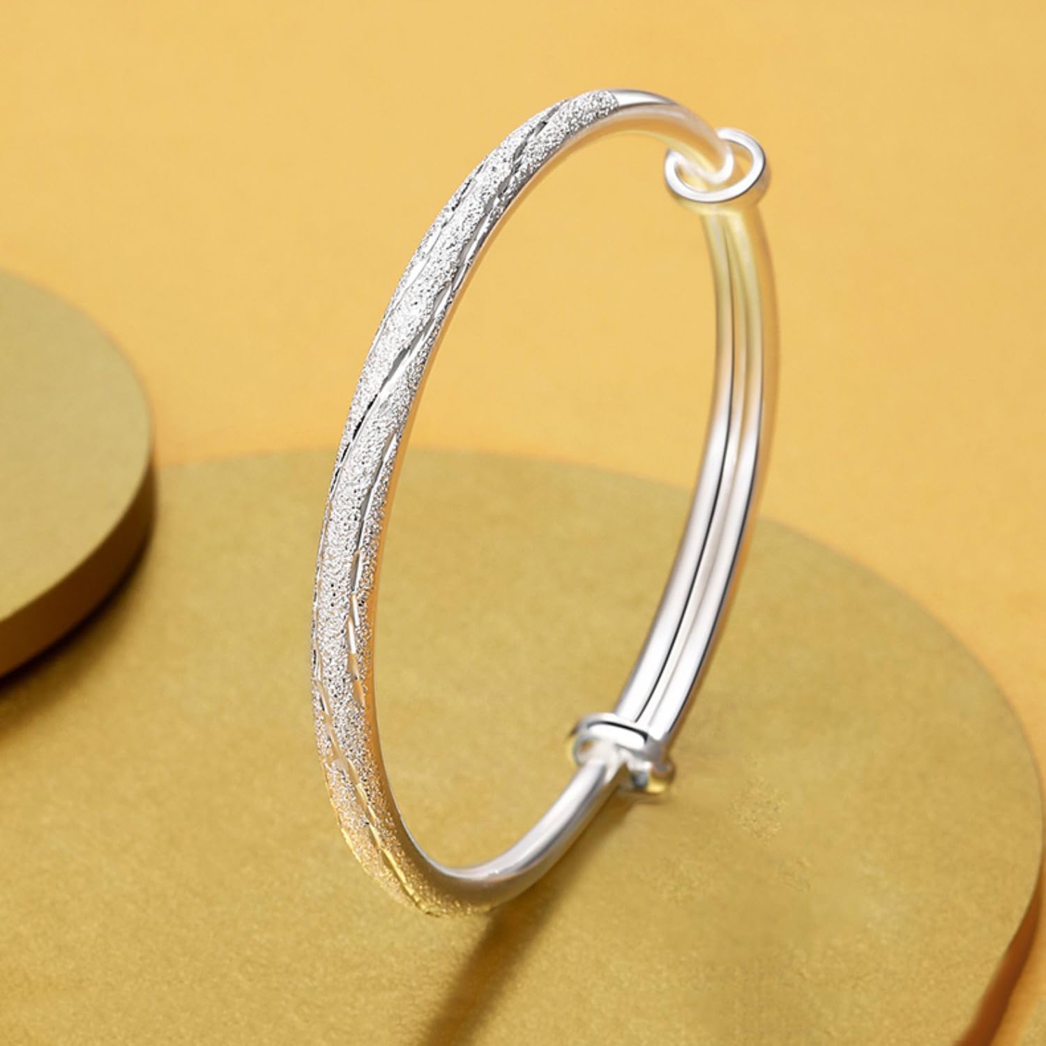 925 Sterling Silver Bangle Bracelets for Women, Handmade Adjustable Bangles Fashion Jewelry Bracelet Valentine Mothers day Gift - Image 4