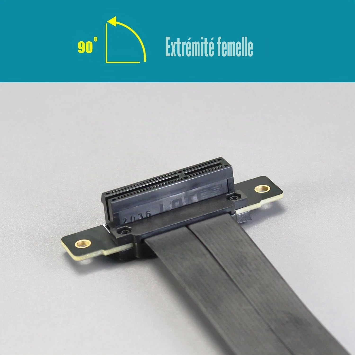 GLOTRENDS 600mm PCIe 3.0 X4 Riser Cable pour M.2, WiFi, Firewire, USB, cartes son, etc.
