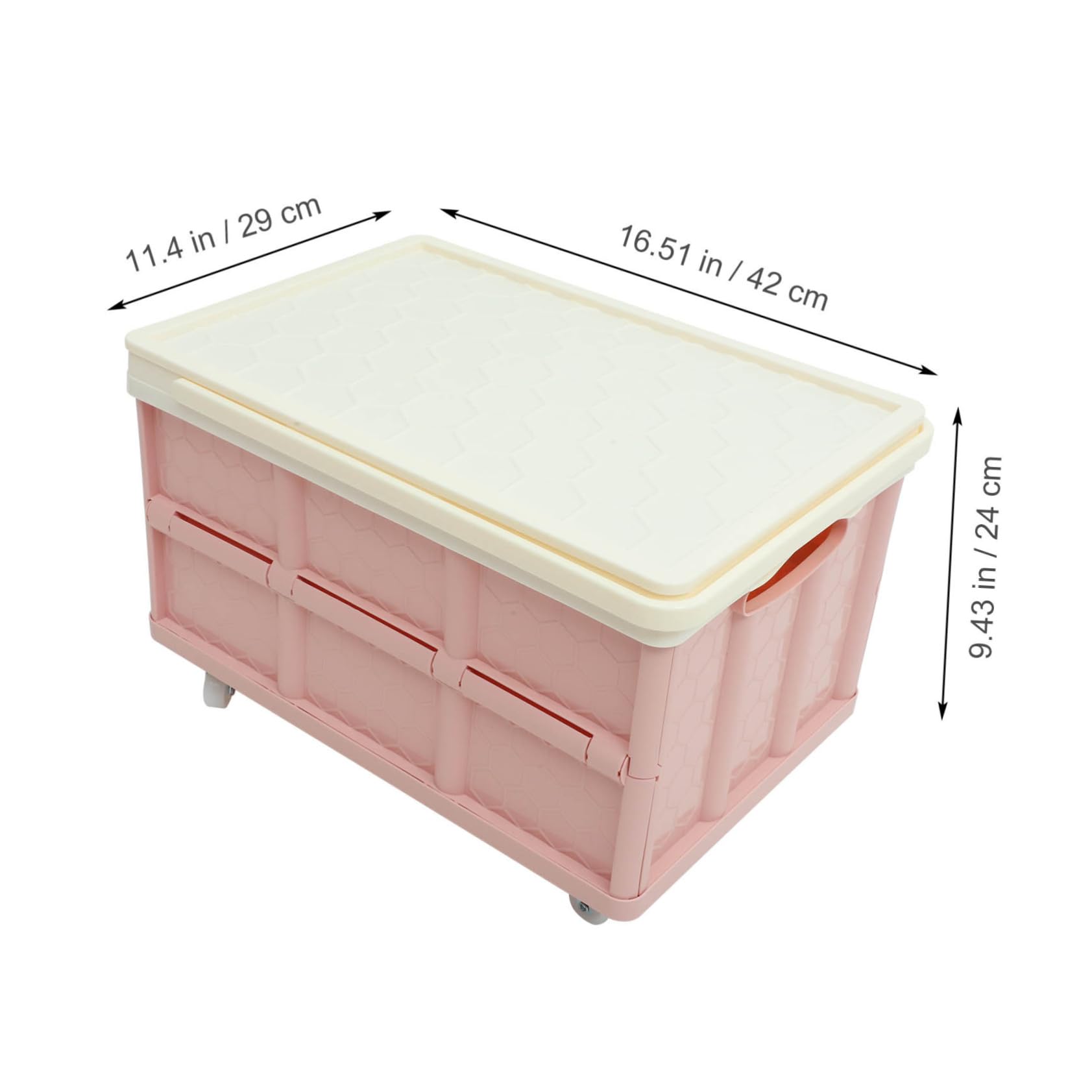 DOITOOL Boîte de Rangement et Couvercle 30l Rose avec Roues Pliable