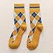 Men Socks Winter Warm Diamond Lattice Fashion Middle Stocking Winter Thick Crew Pattern Socks Cold (Yellow, One Size)