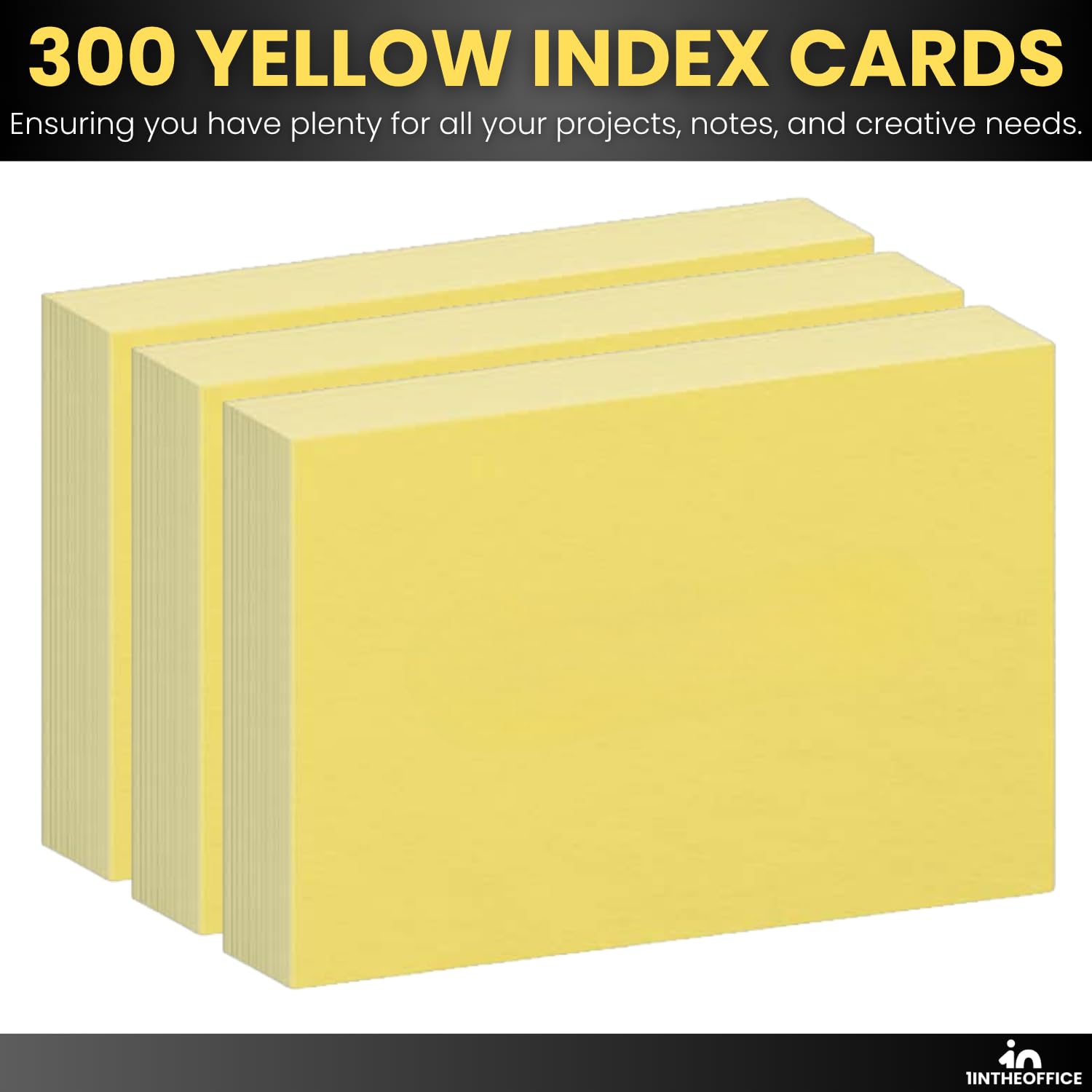 1InTheOffice Tarjetas de índice amarillo canario sin rayas de 3 x 5 pulgadas, tarjetas de índice en blanco, 3 x 5 pulgadas, paquete de 300