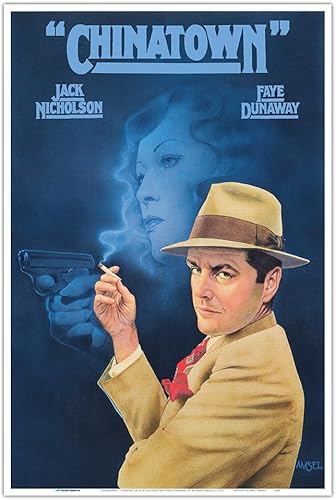 Chinatown - Protagonizada por Jack Nicholson y Faye Dunaway - Dirigida por Roman Polanski - Póster de película vintage por Richard Amsel c.1974 -
