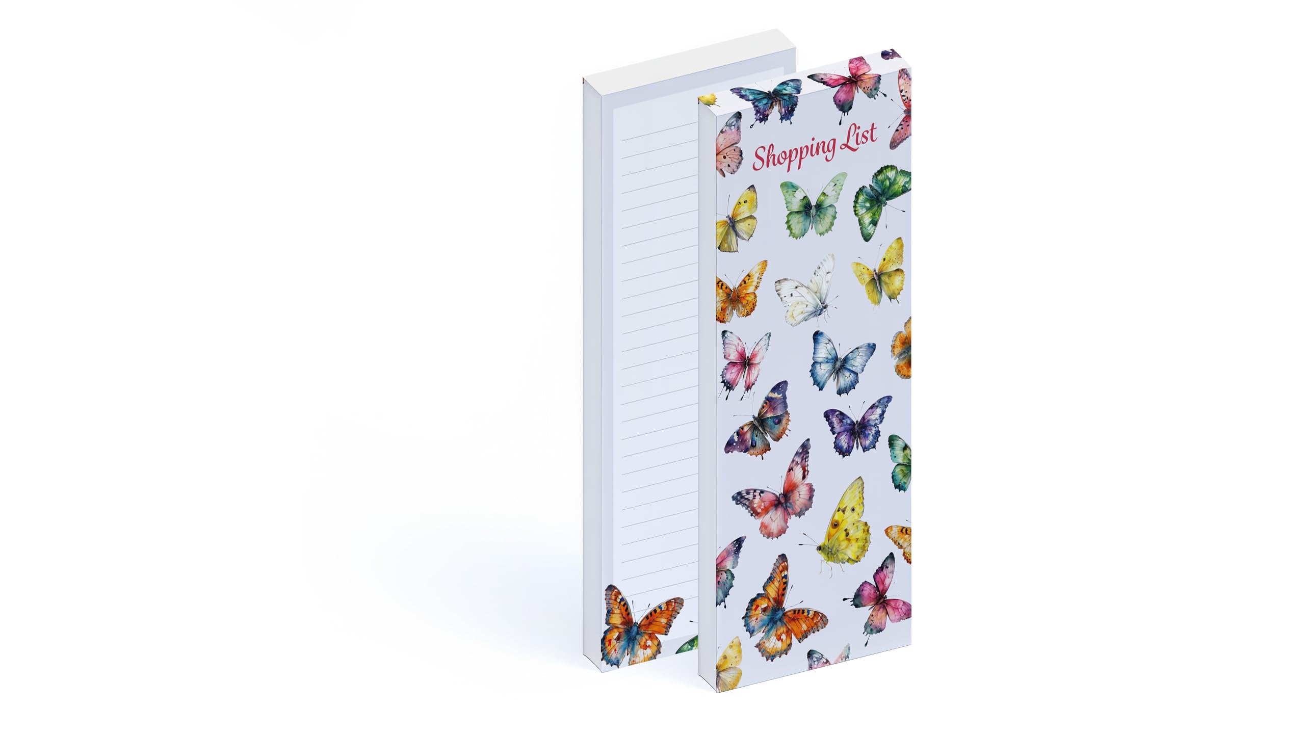 Red Robin Publishing Butterflies Magnetic Shopping List Notepad, To Do List Pad, 72 Lined Tear Off Sheets, Magnetic Memo Notepad For Fridge, 23cm x 10cm