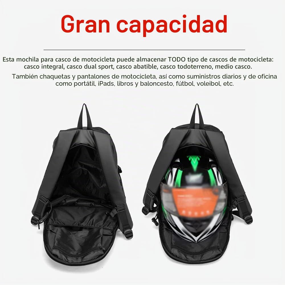 Shkalacar Mochila de Motocicleta Multifuncional, Gran Capacidad de Casco de Motocicleta Motocicleta Montar para Hombres Mujeres Mochila de Casco Impermeable