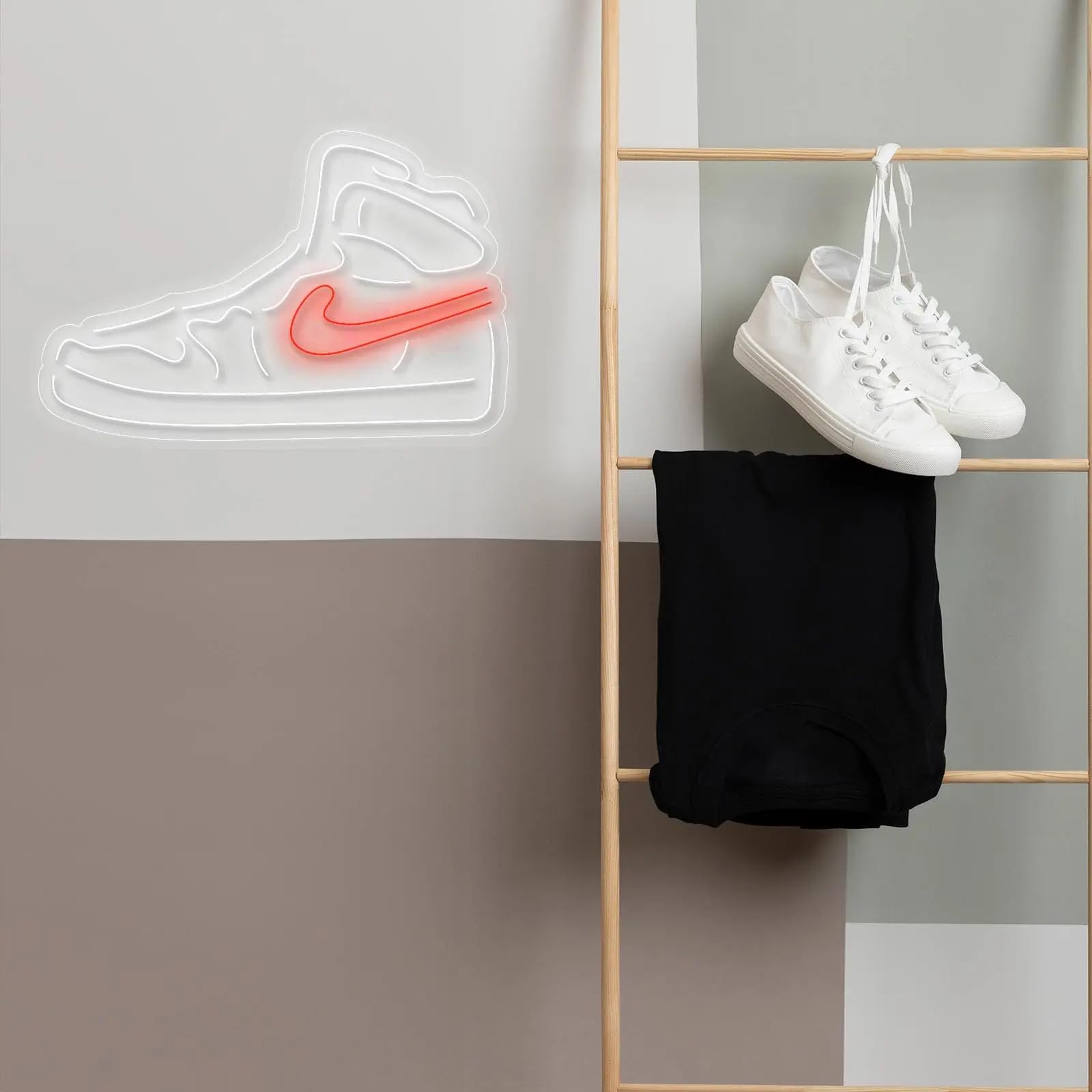 Letrero zapatilla Cartel Luminoso LED Escaparate, Decoración de Pared en Metacrilato, Luz Brillante, aproximadamente 60x40cm alimentación 12v