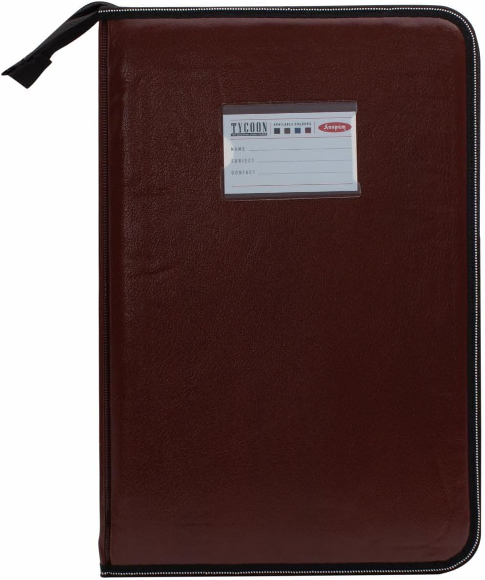 Anupam Tycoon Executive Chain Folder | Secured Zipper Folder | Large Storage Pocket | Secured & Transparent | 20 Transparent Envelopes | Slit Pockrts for Cards & Passport | for Easy Doumentation