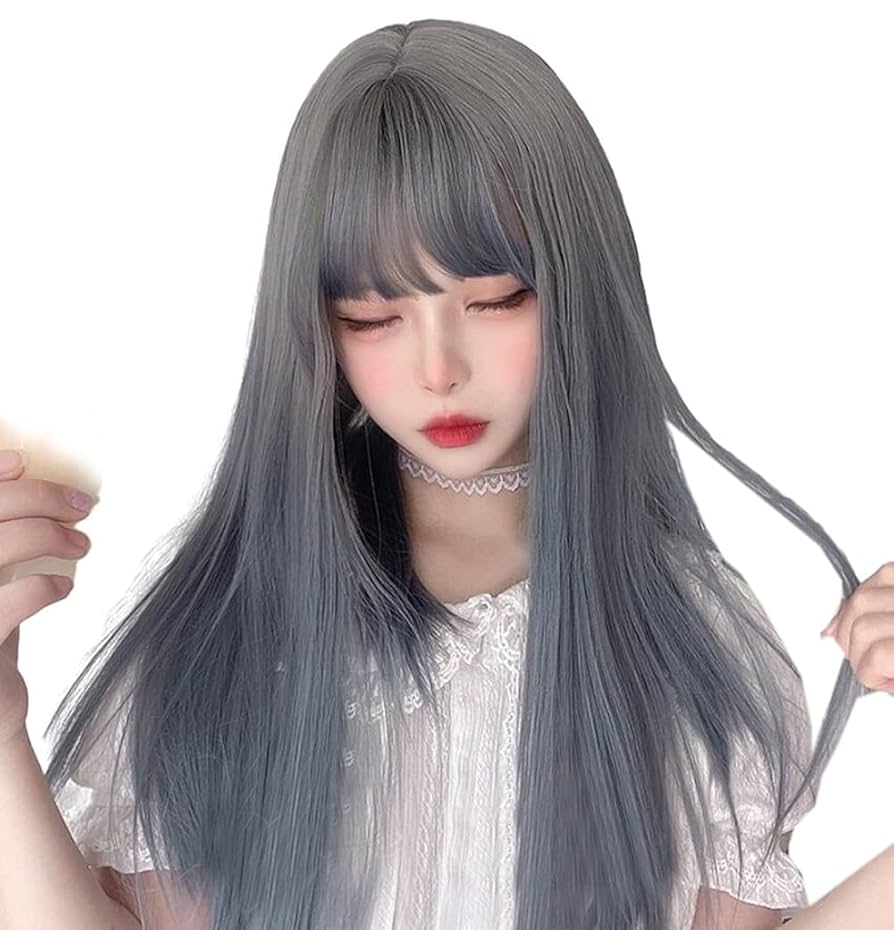 VALAN フルウィッグ グラデーション Amazon.co.jp: フルウィッグ カール ゼミロング ブルー・グレー