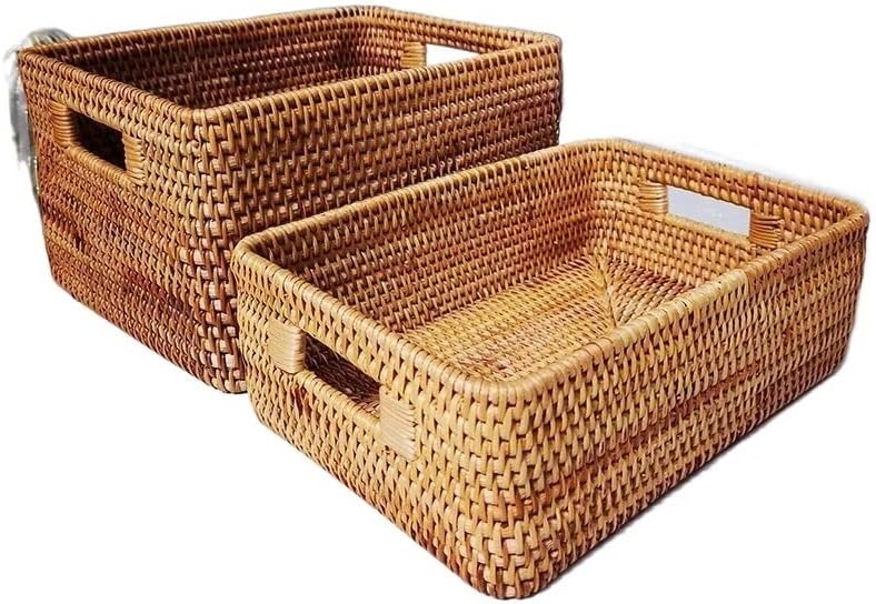 3/4pcs/set Rattan Woven Storage Basket, Handmade Woven Handle Large and Small Storage Ornaments, Sundries Sorting Ornaments