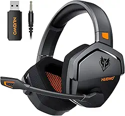 NUBWO Wireless Gaming Headset with Mic for Ps5 Ps4 PC, Zero Interference, 100-Hour Battery All-Day Play, 23ms Sync for Fortnite & Call of Duty/FPS Gamers, Triple Mode All Devices Compatible - Orange