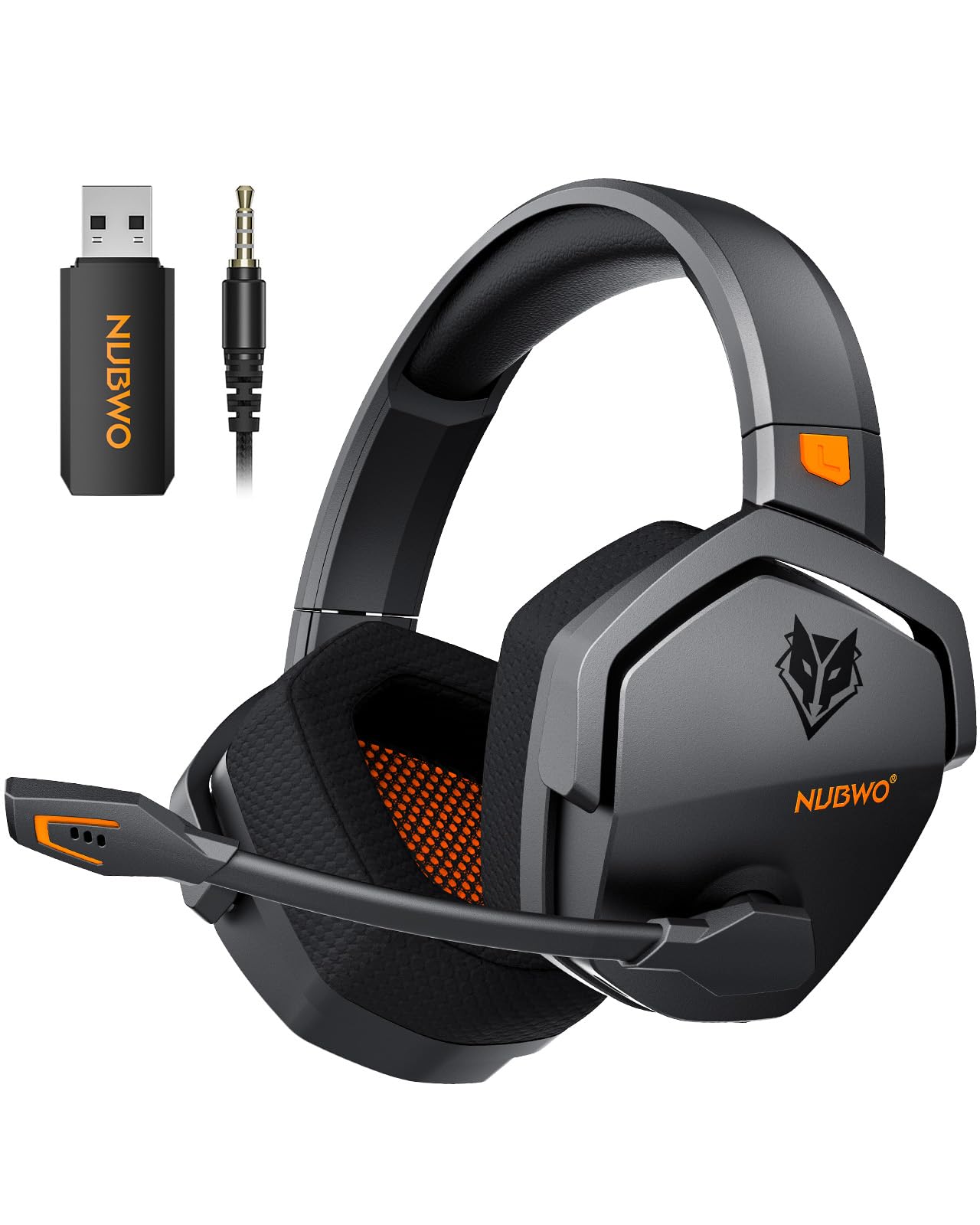 NUBWO G06 Wireless Gaming Headset with Crystal-Clear Microphone for PS5, PS4, PC, and Switch, 47-Hr Battery, Ergonomic Design (Orange)