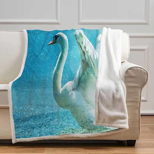 Animal Swan.Jpg Cobijas Calientes para Invierno - Manta de franela acogedora decoración de habitación para dormitorio, artículos esenciales de 47 x