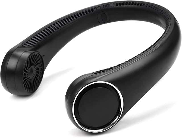 Venforze Portable Rechargeable Neck Fan, 4000mAh Face Head Neck Fan without Wind Blade Lazy Wearable Fan, Quiet 3 Speed 6 Hours Working Time, Suitable for Office Outdoor Travel Sports (Black)