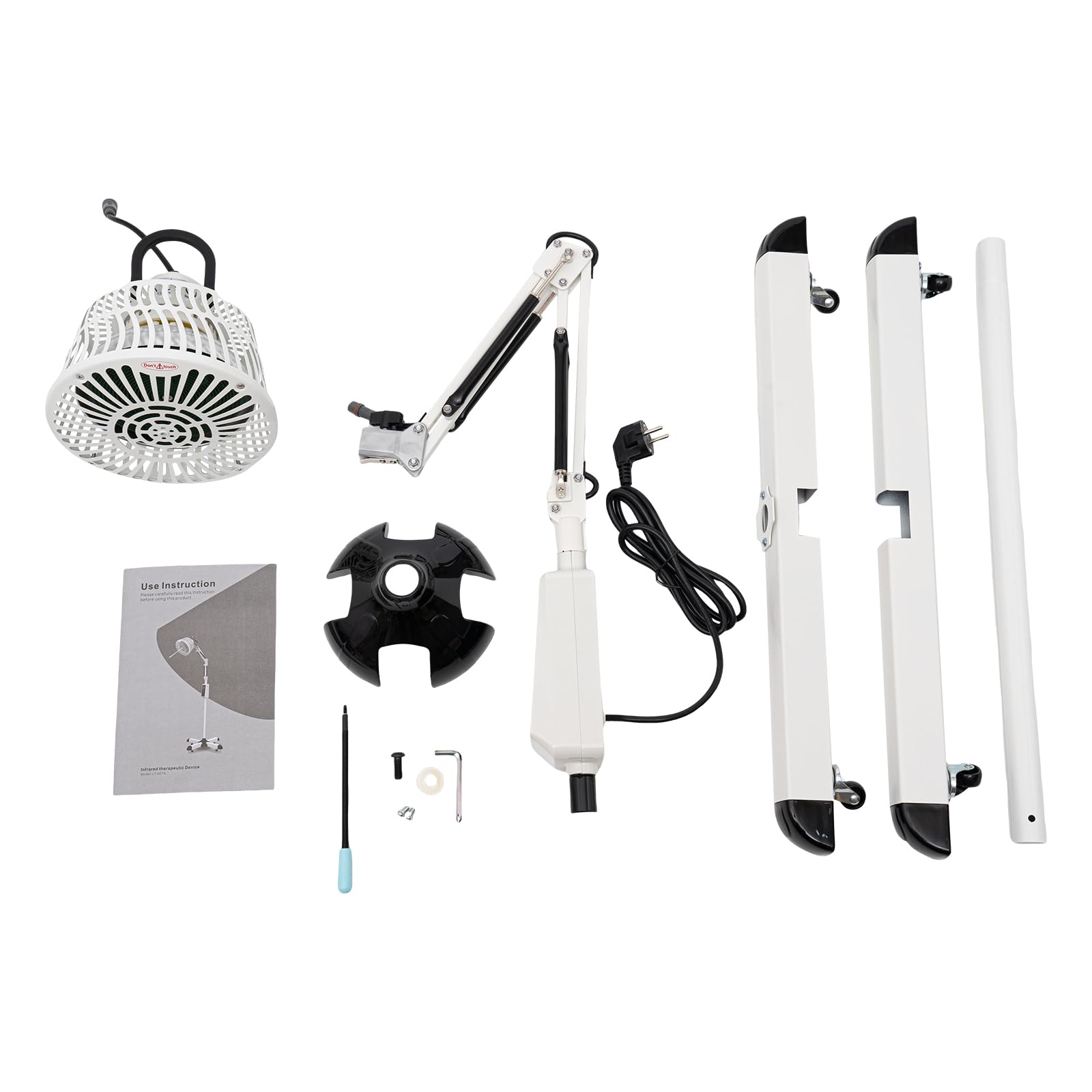 Lampe chauffante infrarouge, 300 W, avec plaque chauffante en céramique, avec écran tactile, minuterie et arrêt automatique, hauteur réglable et mobile (4 roulettes) pour chaleur profonde