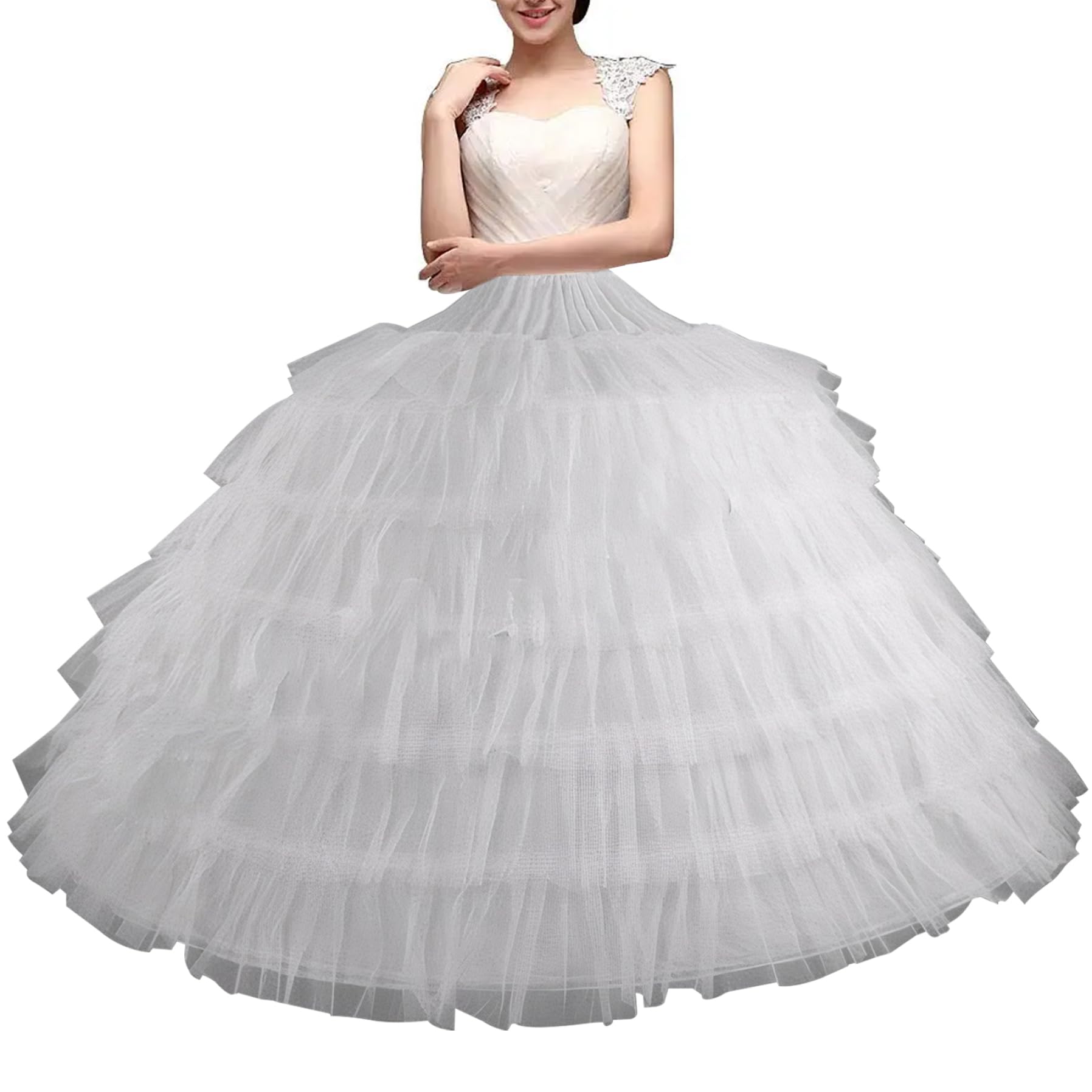 Jupon en tulle à 6 cerceaux 109 cm de long pour femme ajustable pour robe de mariée