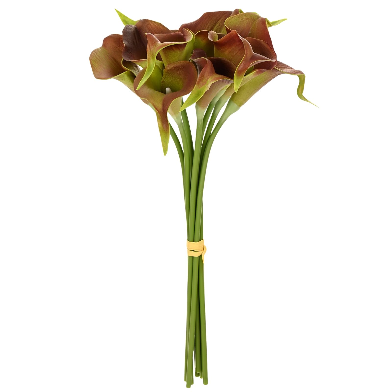 M METERXITY 10-Pack Red Green Artificial Calla Lily Flowers,14 Inch Faux Calla Lily PU Bouquets Real Touch Faux Flowers for Home/Wedding/Christmas/Party