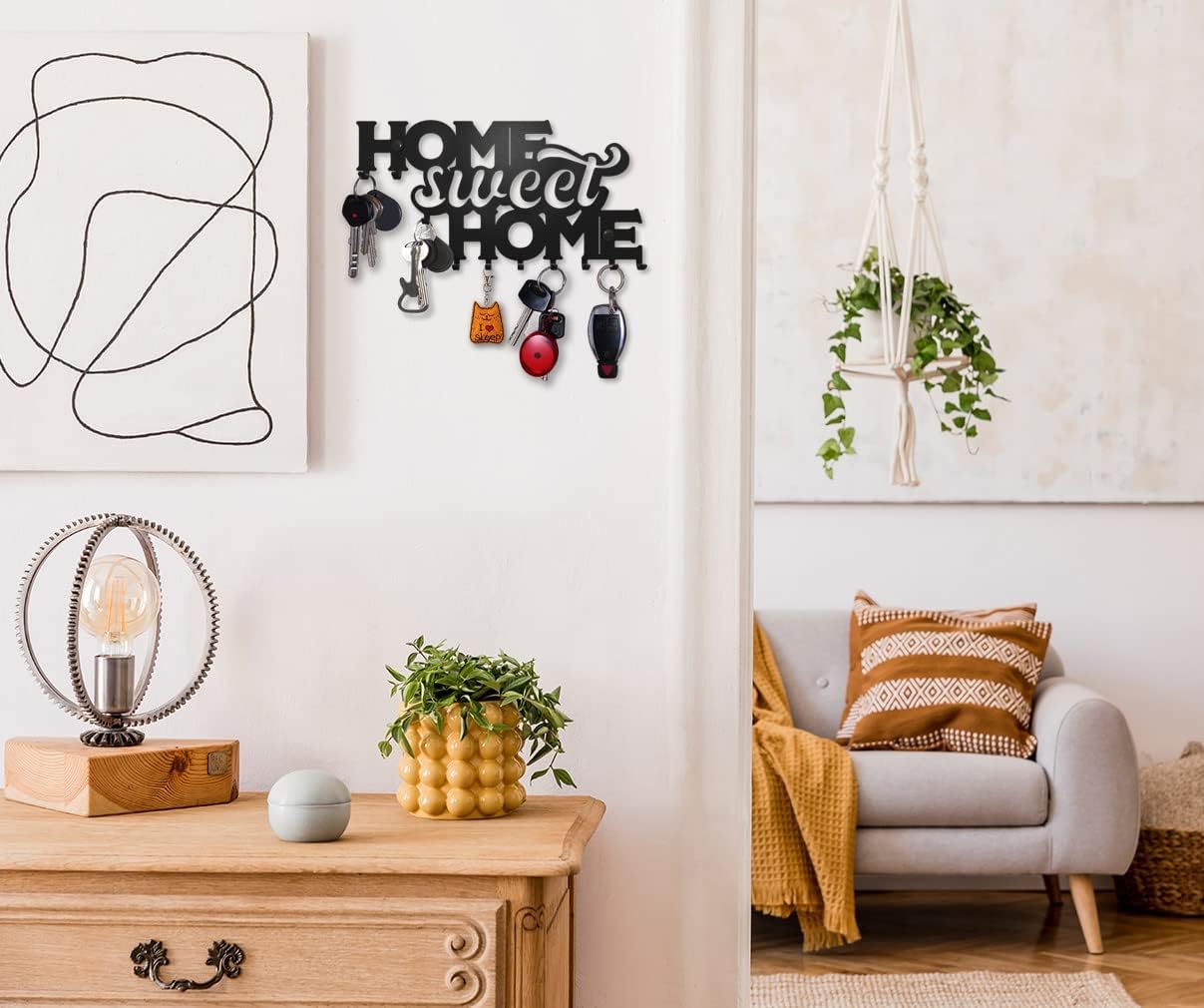 Home Sweet Home Decoration - Portachiavi da parete, con chiave da parete, per decorazione da parete in metallo, decorazione per la casa, cucina, accessori