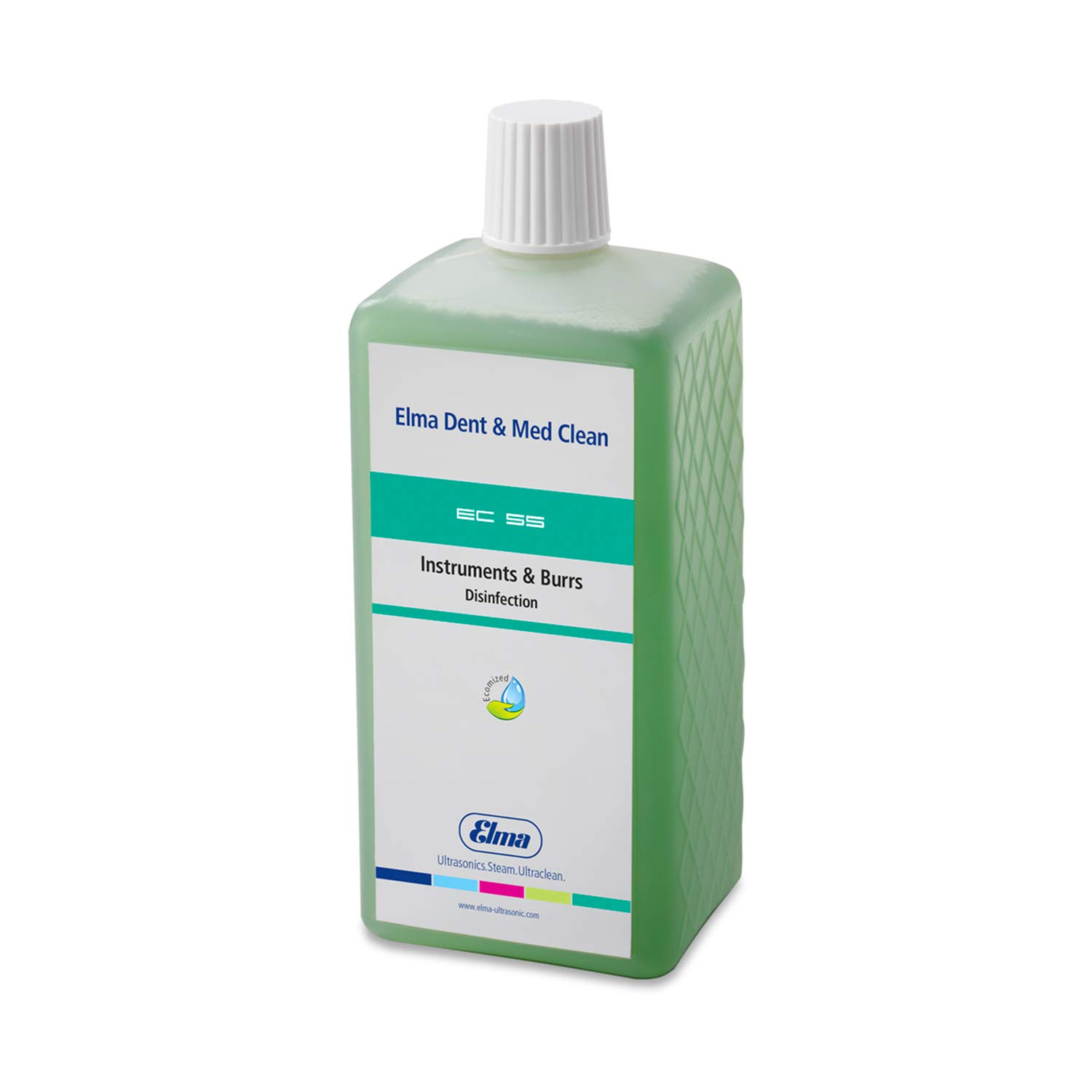 ELMA Clean 55, Reiniger, Desinfektion, für Tauchbad mit oder ohne Ultraschall, 1 Liter, geeignet für Schmuck- und Uhrenteile, Werkzeuge, chirurgische Instrumente, Edelstahl, Kunststoff
