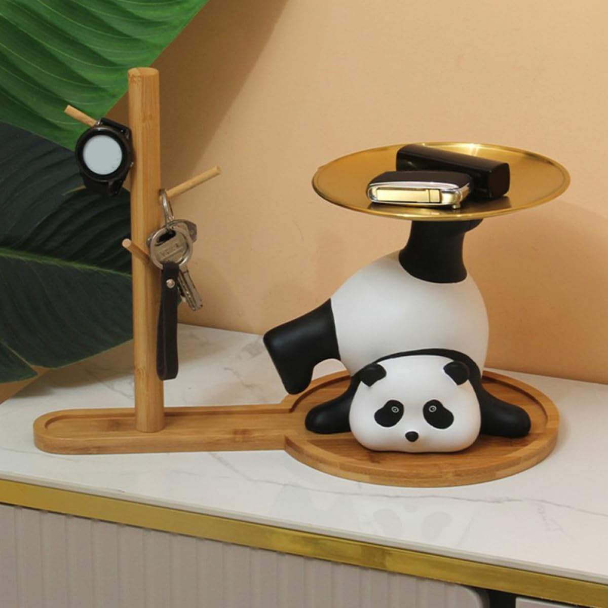 Porta Chiavi in Resina a Forma di Panda, Vassoio Decorativo Unico e Delicato per Ingresso Casa, Facile da Pulire, Durevole e Non Deformabile, per Regali Housewarming
