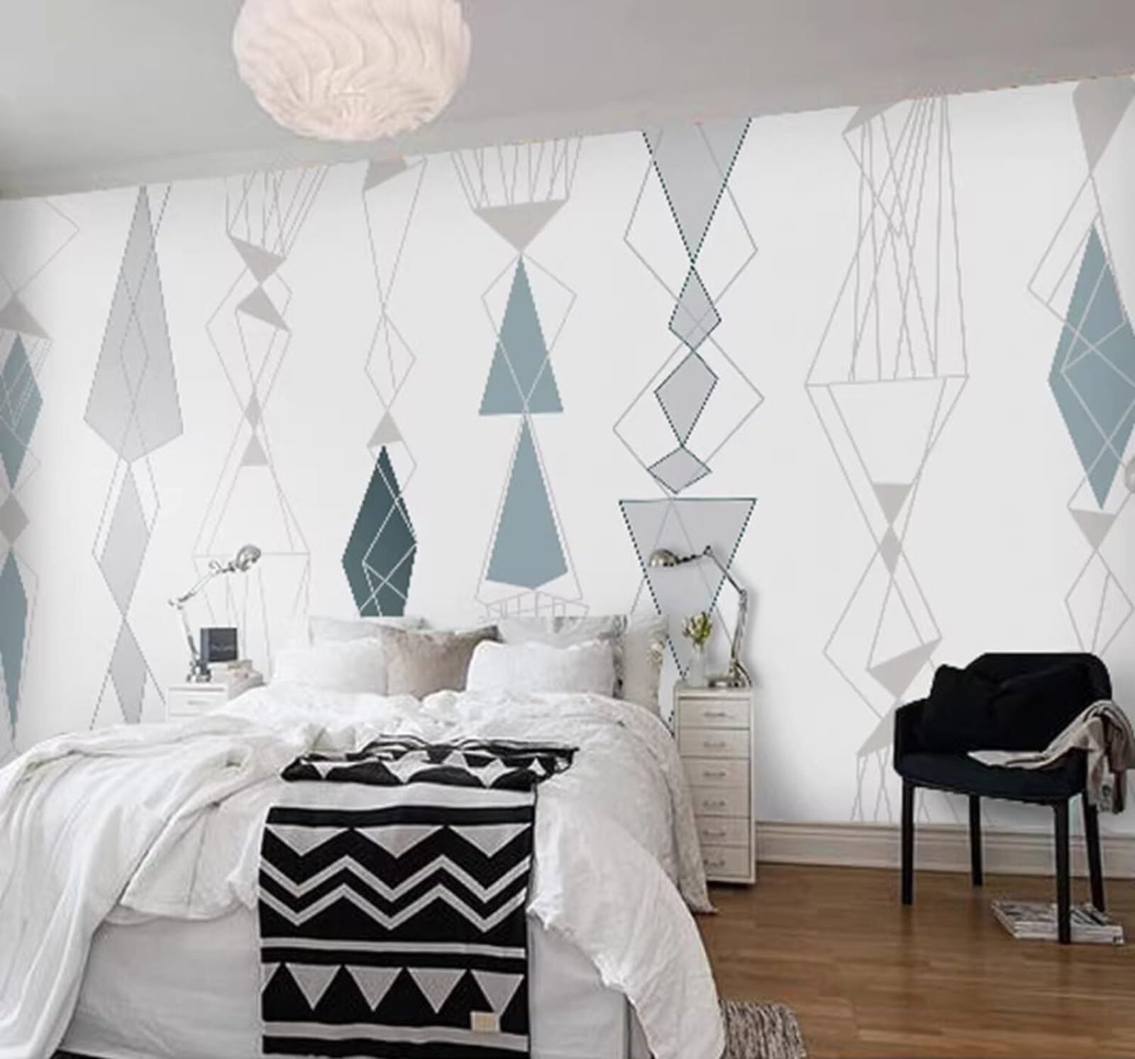 Hand Drawn Geometric Unique Minimalist Creative 3D Wallpaper Easy Install Feature Office Living Room Sofa Bedroom TV Background Wall Decoration-200cm×140cm
