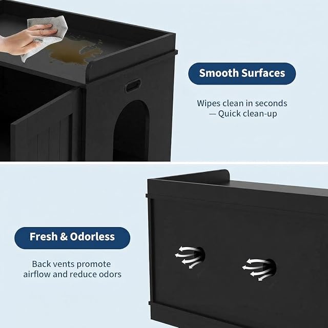 Foto 5 de 8 de Garvee Mueble Arenero para Gatos Grande, Armario Oculto para Caja de Arena con Doble Puerta