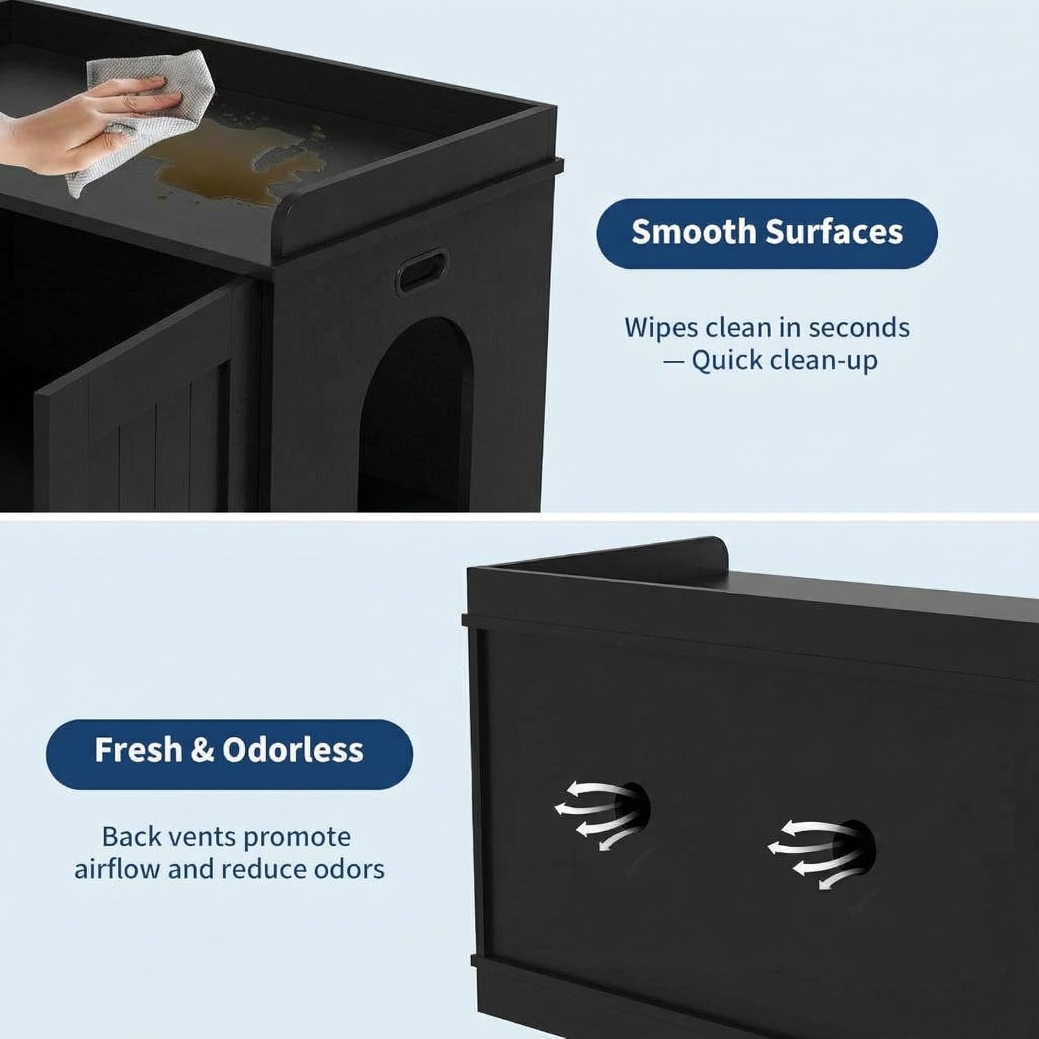 Garvee Mueble Arenero para Gatos Grande, Armario Oculto para Caja de Arena con Doble Puerta, Inodoro de Madera para Mascotas, Casa de Gato Robusta y Mesa Auxiliar Moderna para Salón, 80x50x51 cm