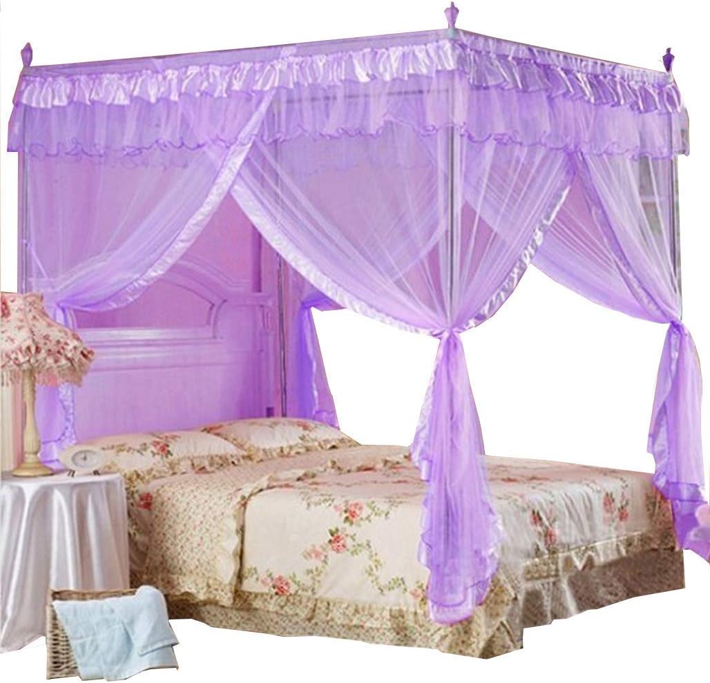 Violet Valentine's 4 Corners Lace Bed Curtain Canopy Mosquito Netting (Twin)