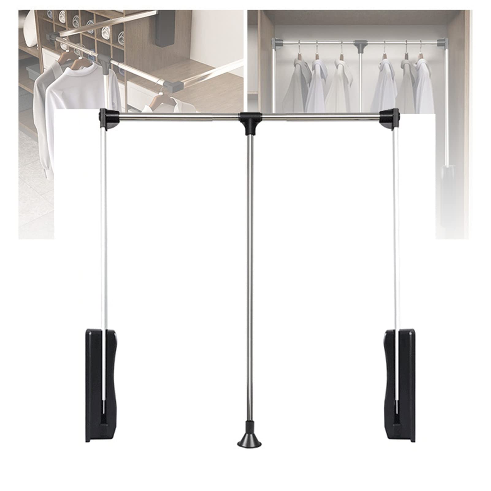 Rail de penderie mural rétractable de 45 à 60 cm pour rangement robuste