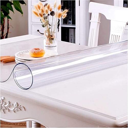 AYLYHD Protector de mesa de PVC transparente para mesas de comedor, cubierta de plástico transparente fuerte, almohadilla impermeable lavable,