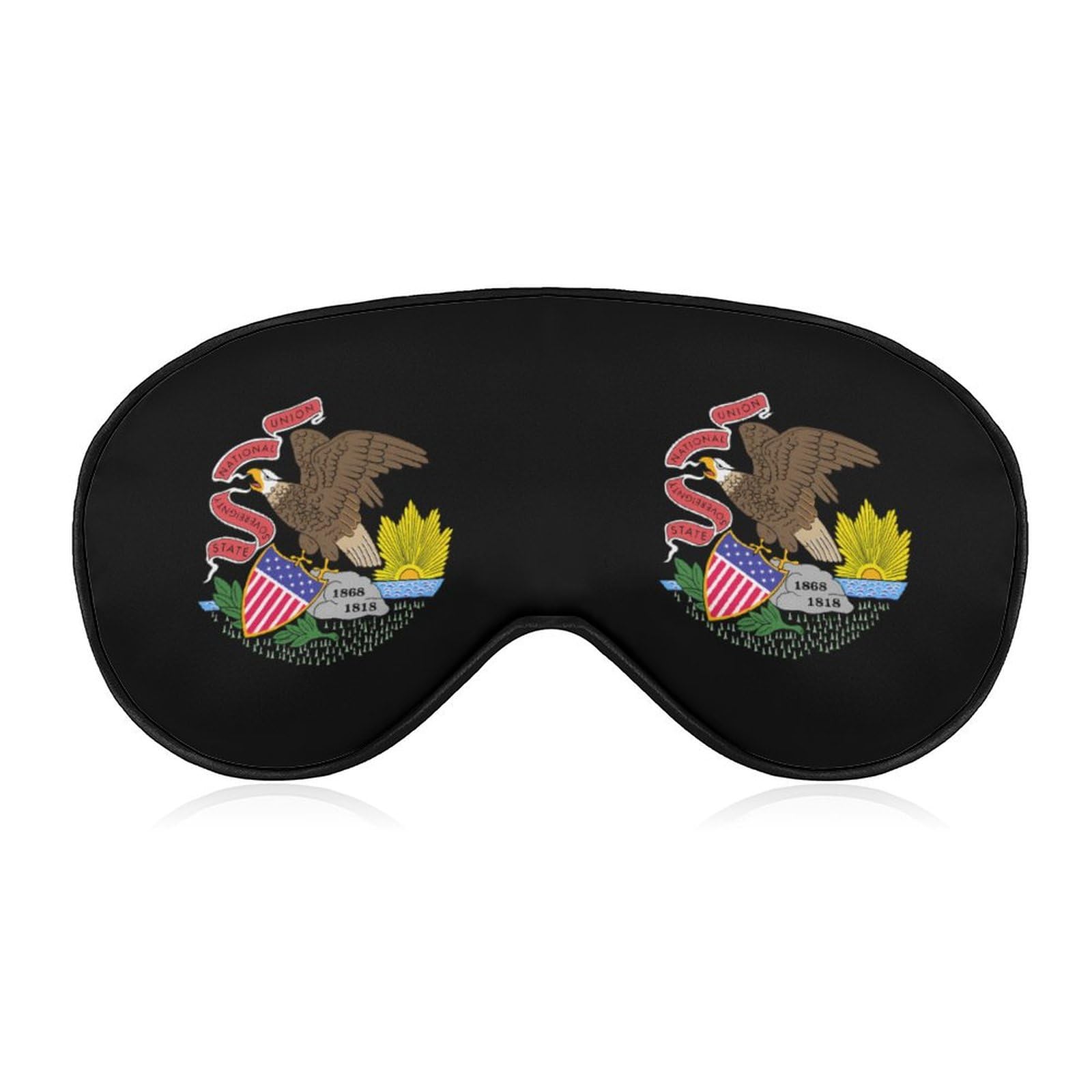 Illinois Flag United States Sleep Mask Eye Shade Cover Adjustable Strap for Travel Lunch Break Women Men
