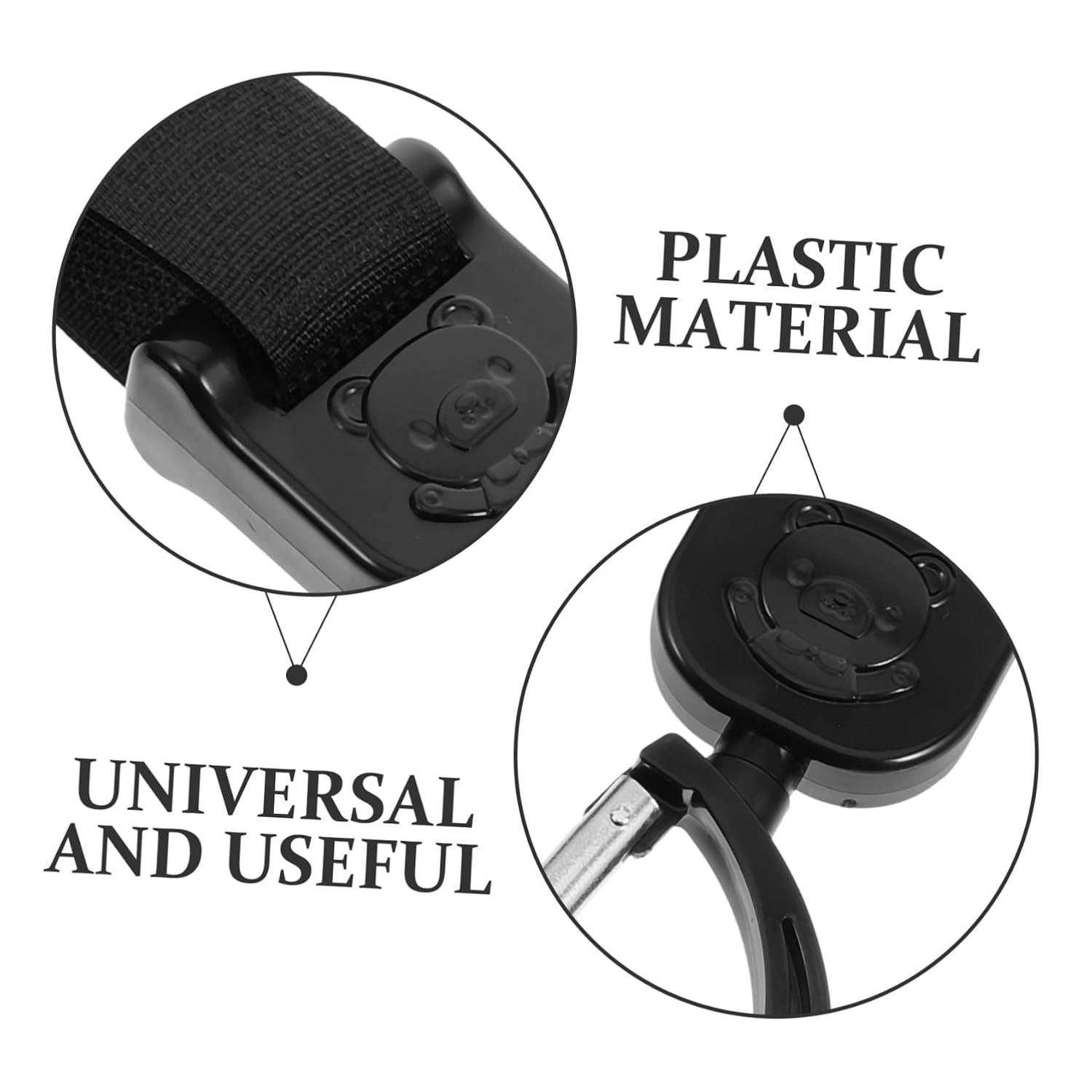 2 pcs Rotating Stroller Hooks Swivel Clips with Hook and Loop Fastener Hanging Bag and Diaper Bag Holders for Shopping and Everyday Use Black