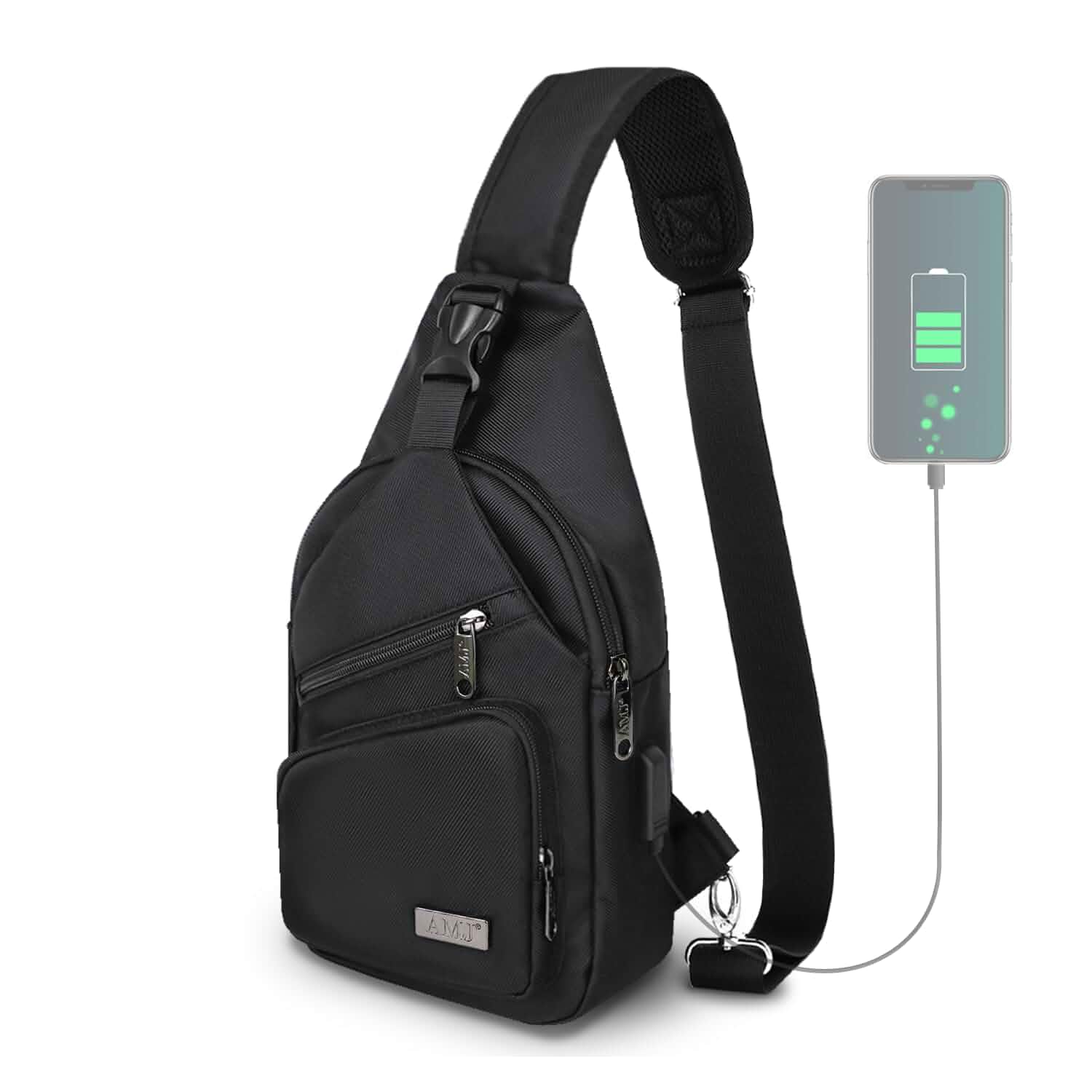 AMJ Crossbody Sling Bag Men Women, Casual Shoulder Backpack, Chest Daypack Satchel for Hiking Travel