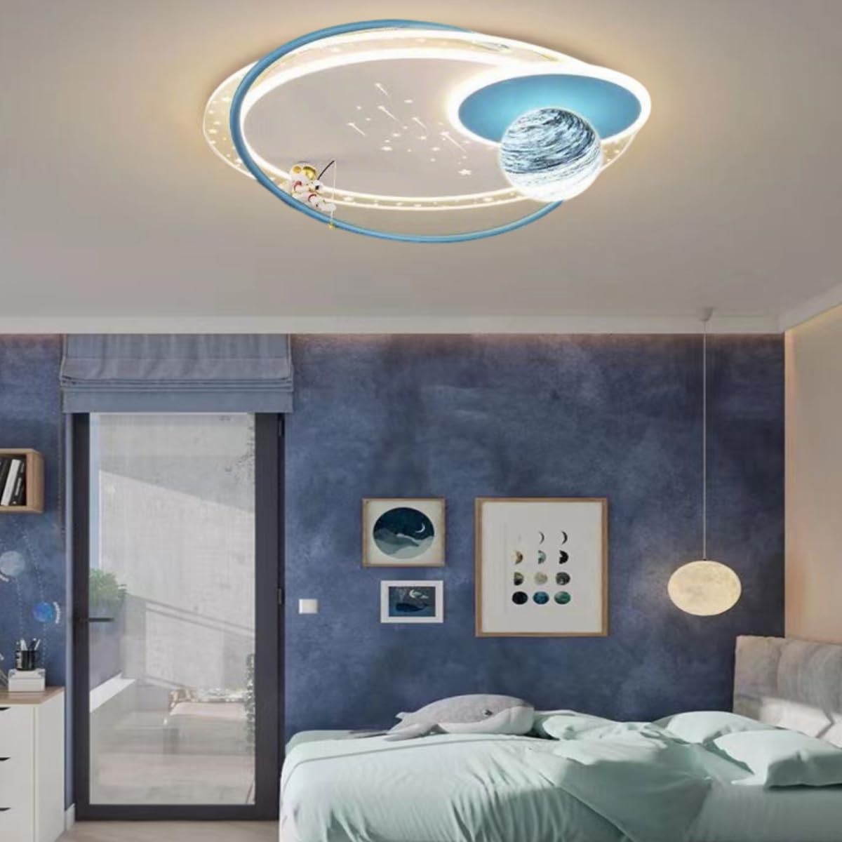 LED Kinder Deckenlampe, Mond Astronaut Deckenleuchten für Kinderzimmer Dimmbar Deckenleuchte mit Fernbedienung & APP Kreative Kinderzimmerlampe Schlafzimmer Decke Lampe Für Jungen und Mädchen Zimmer