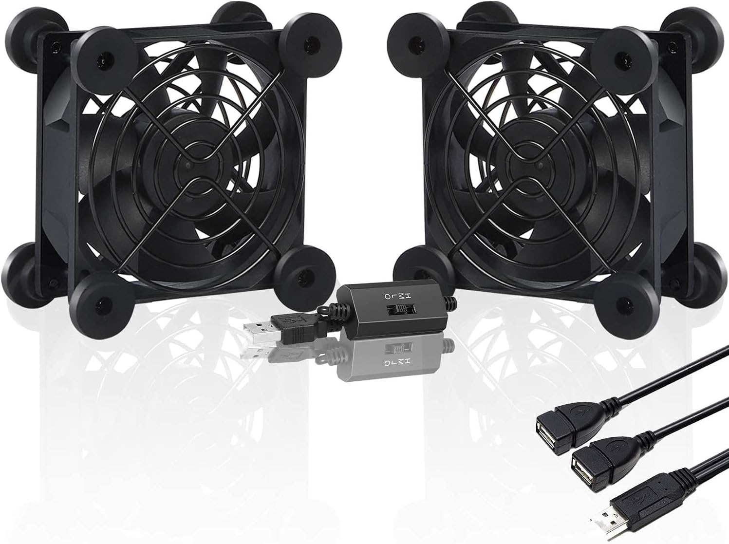 upHere U804 USB Fan 80mm Silent Fan with 3 Adjustable Wind speeds Compatible with computer/PS4/TV Box/AV Cabinet