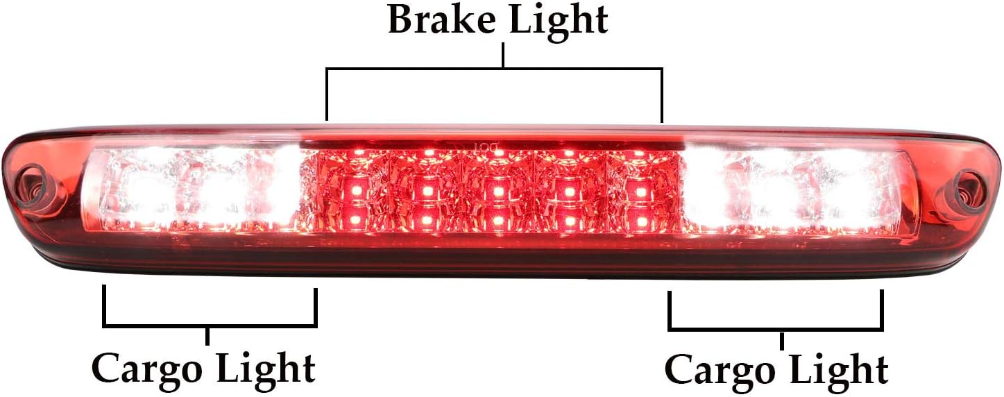 Tresound 3rd Third Brake Light for 2004-2012 Chevy Chevrolet Colorado/GMC Canyon Cargo Light High Mount LED Tail Lamp (Red Lens)
