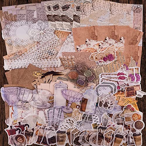 Brateuanoii 260 PCS Pegatinas Vintage de Álbum de Recortes, Pegatinas Adhesivas Scrapbooking Retro, Pegatinas Scrapbooking Niños, para Scrapbooking DIY Craft Planner Journal Papel Botella de Agua