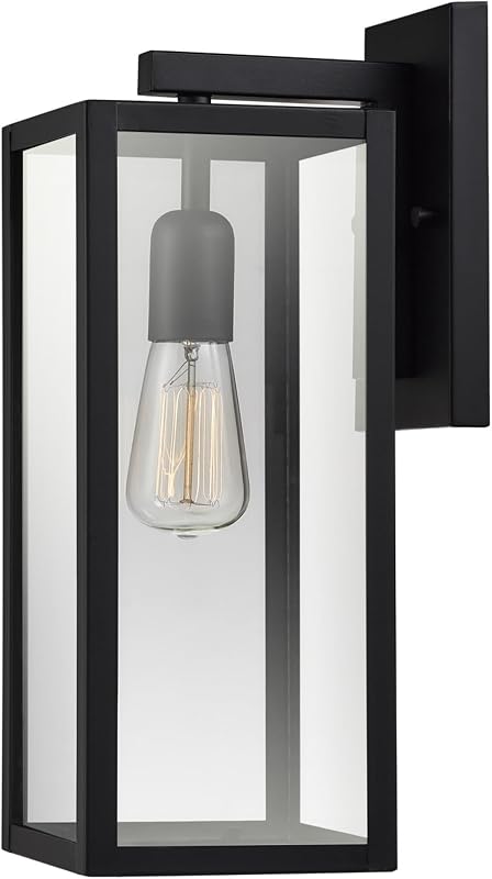 44176 1-Light Outdoor/Indoor Wall Sconce, Matte Black Finish, Clear Glass Shade, Weather-Resistant Modern Exterior Light