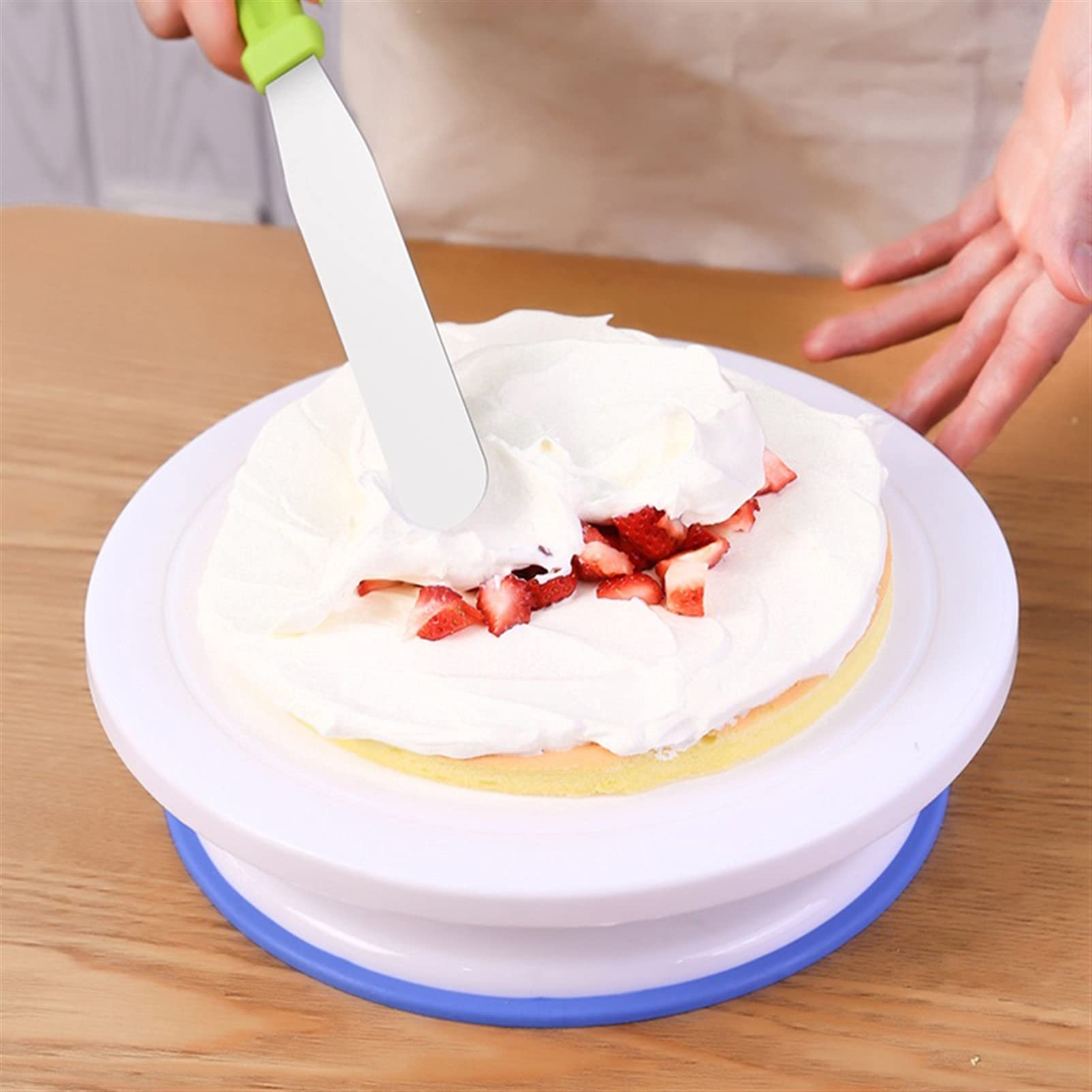 Tortenplatte Drehbar 10-Zoll-rotierender Kuchen Drehteller, Ständer Drehtisch Rotierende Spatel Teigmesser Dekorieren Sahnekuchen Rotary Tisch Backwerkzeuge Kuchen dekorieren Verbrauchsmaterial Kit