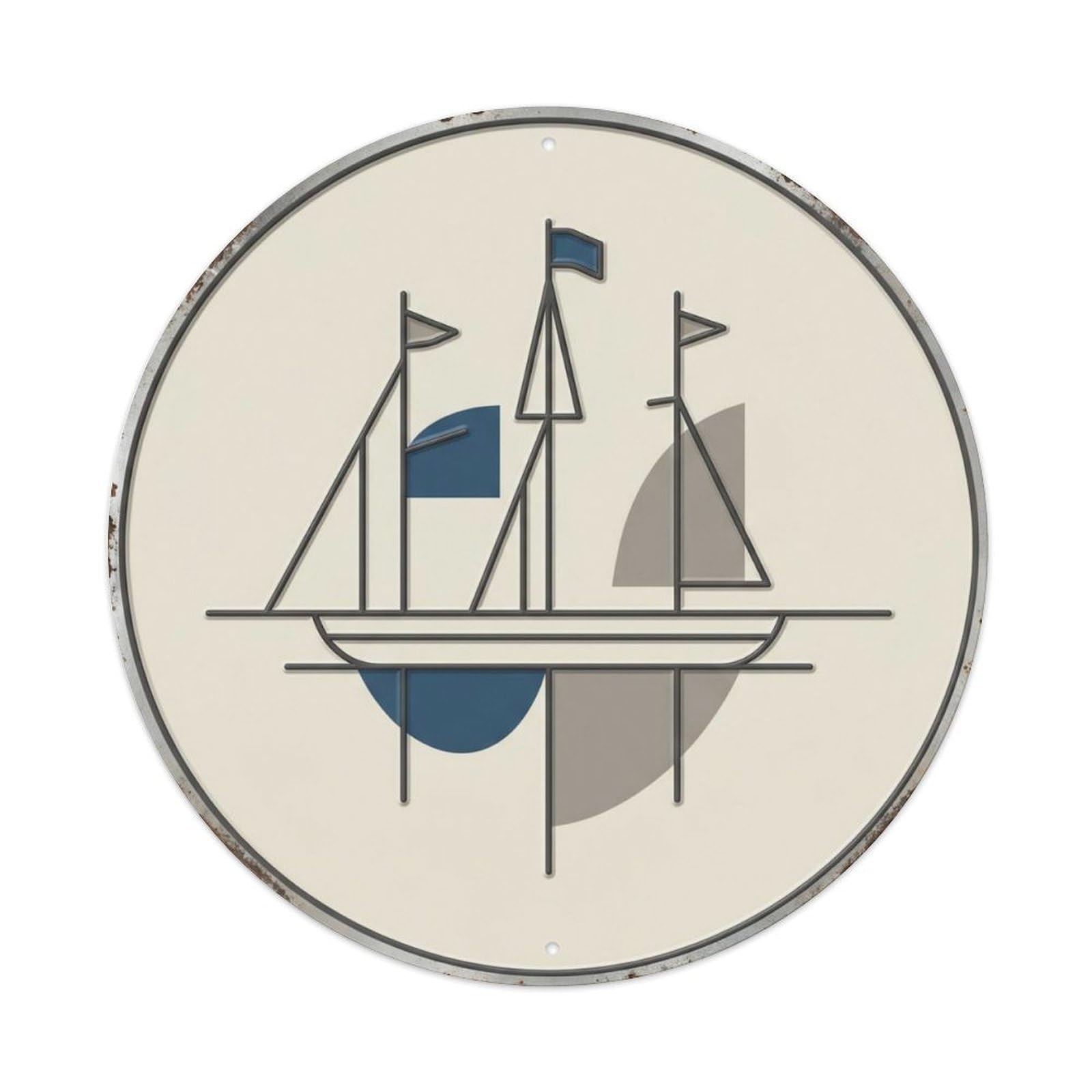 Cork Minimal Harbor Travel Metal Tin Sign Plaque Wall Decor for Cafe, Club Bar, Office, Home Garden Round Metal Poster 8x8Inch